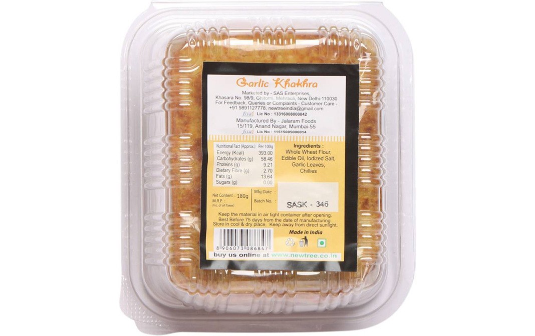 New Tree Garlic Khakhra    Box  180 grams
